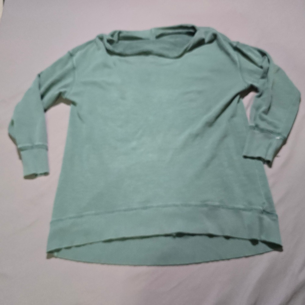 Pilcro Sweatshirt Women 1X Green Tunic High Low Hem Cotton